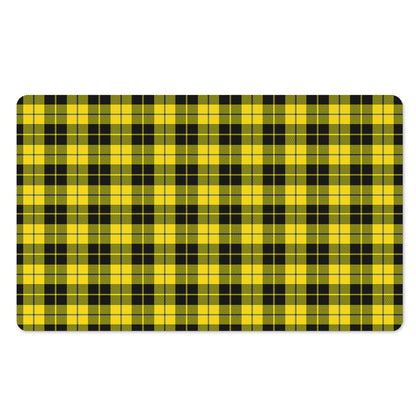 Yellow Black And Blue Tartan Print Polyester Doormat