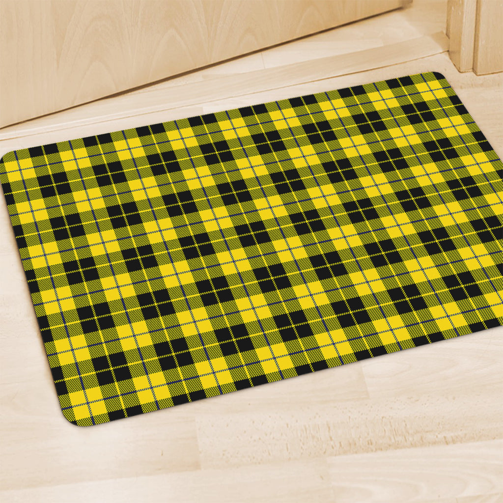 Yellow Black And Blue Tartan Print Polyester Doormat