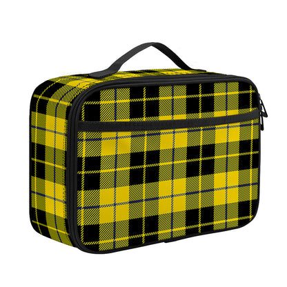 Yellow Black And Blue Tartan Print Portable Lunch Bag
