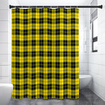 Yellow Black And Blue Tartan Print Premium Shower Curtain