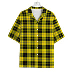 Yellow Black And Blue Tartan Print Rayon Hawaiian Shirt