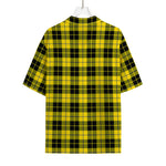 Yellow Black And Blue Tartan Print Rayon Hawaiian Shirt