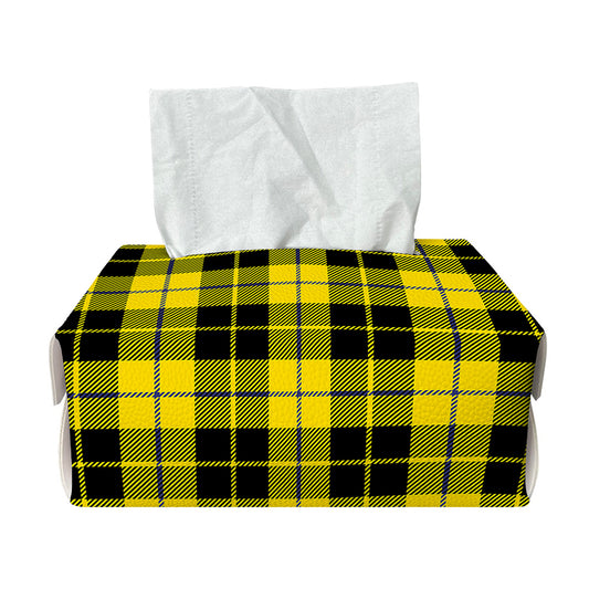 Yellow Black And Blue Tartan Print Rectangle Tissue Box Cover