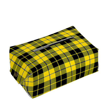 Yellow Black And Blue Tartan Print Rectangle Tissue Box Cover