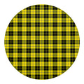 Yellow Black And Blue Tartan Print Round Blanket