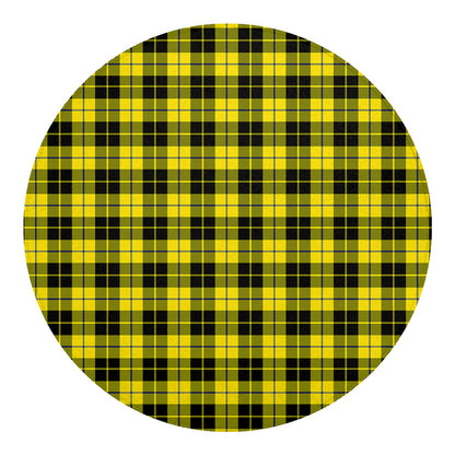 Yellow Black And Blue Tartan Print Round Blanket