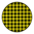 Yellow Black And Blue Tartan Print Round Floor Mat