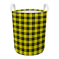 Yellow Black And Blue Tartan Print Round Laundry Basket