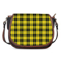 Yellow Black And Blue Tartan Print Saddle Bag