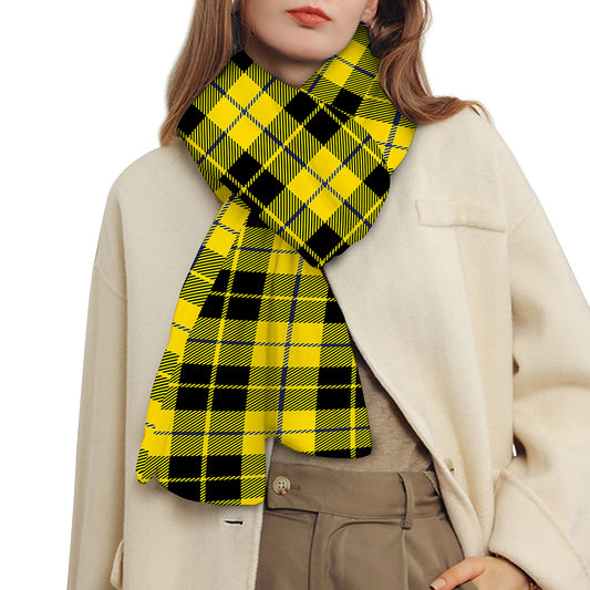 Yellow Black And Blue Tartan Print Scarf