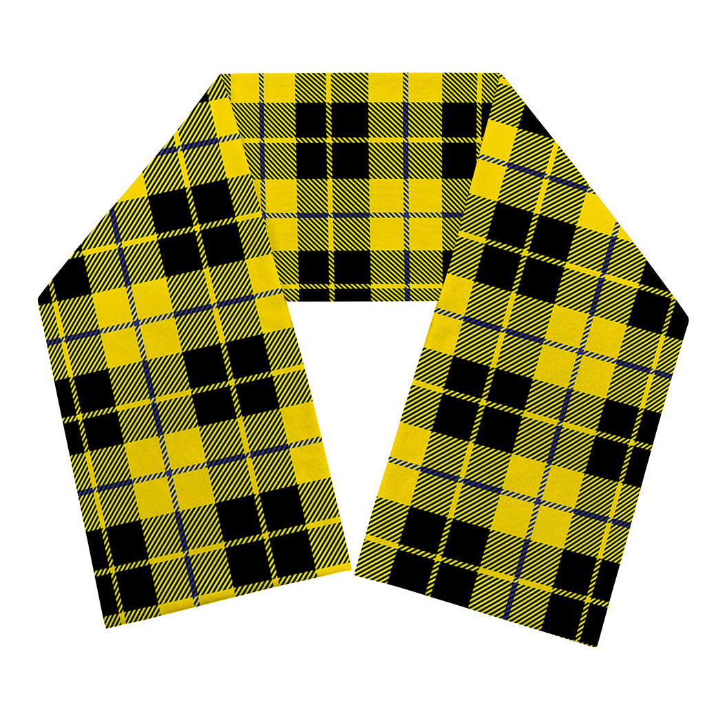 Yellow Black And Blue Tartan Print Scarf