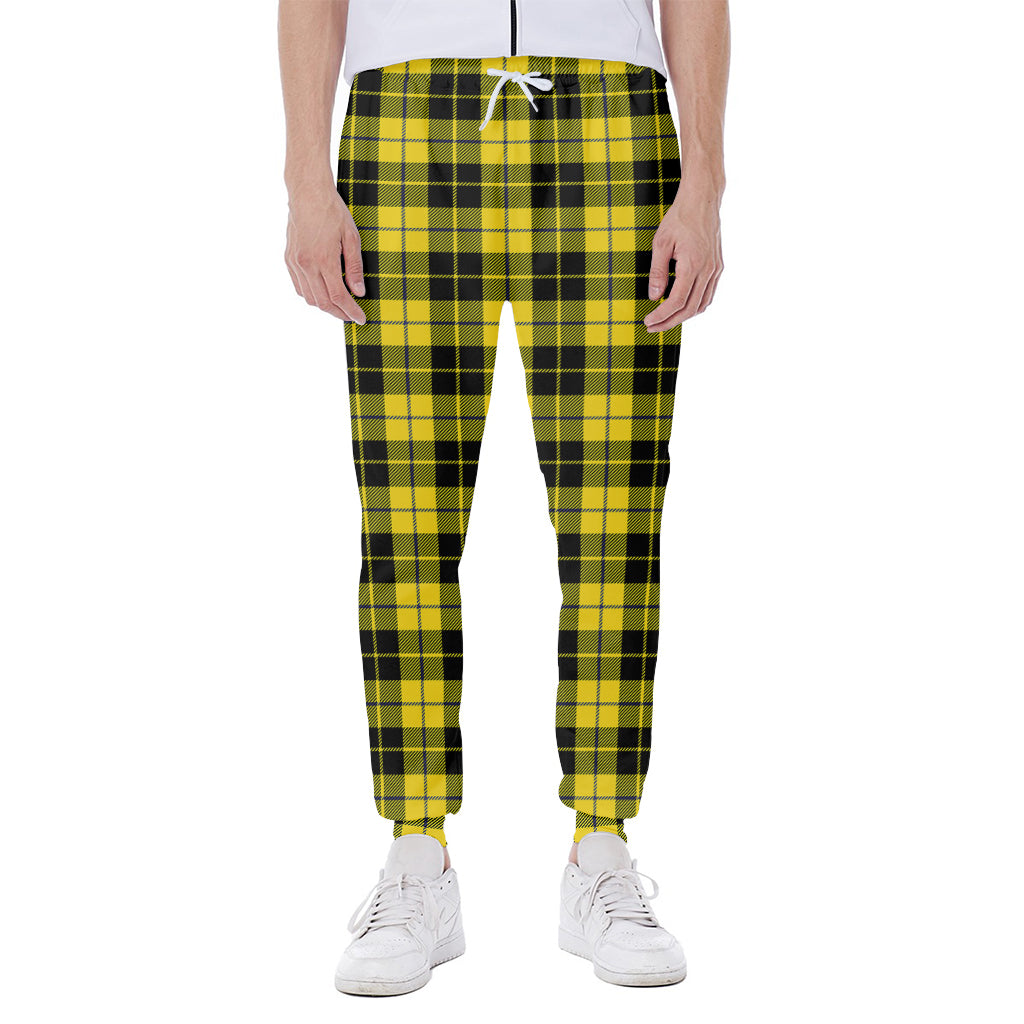 Yellow Black And Blue Tartan Print Scuba Joggers