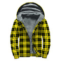 Yellow Black And Blue Tartan Print Sherpa Lined Zip Up Hoodie