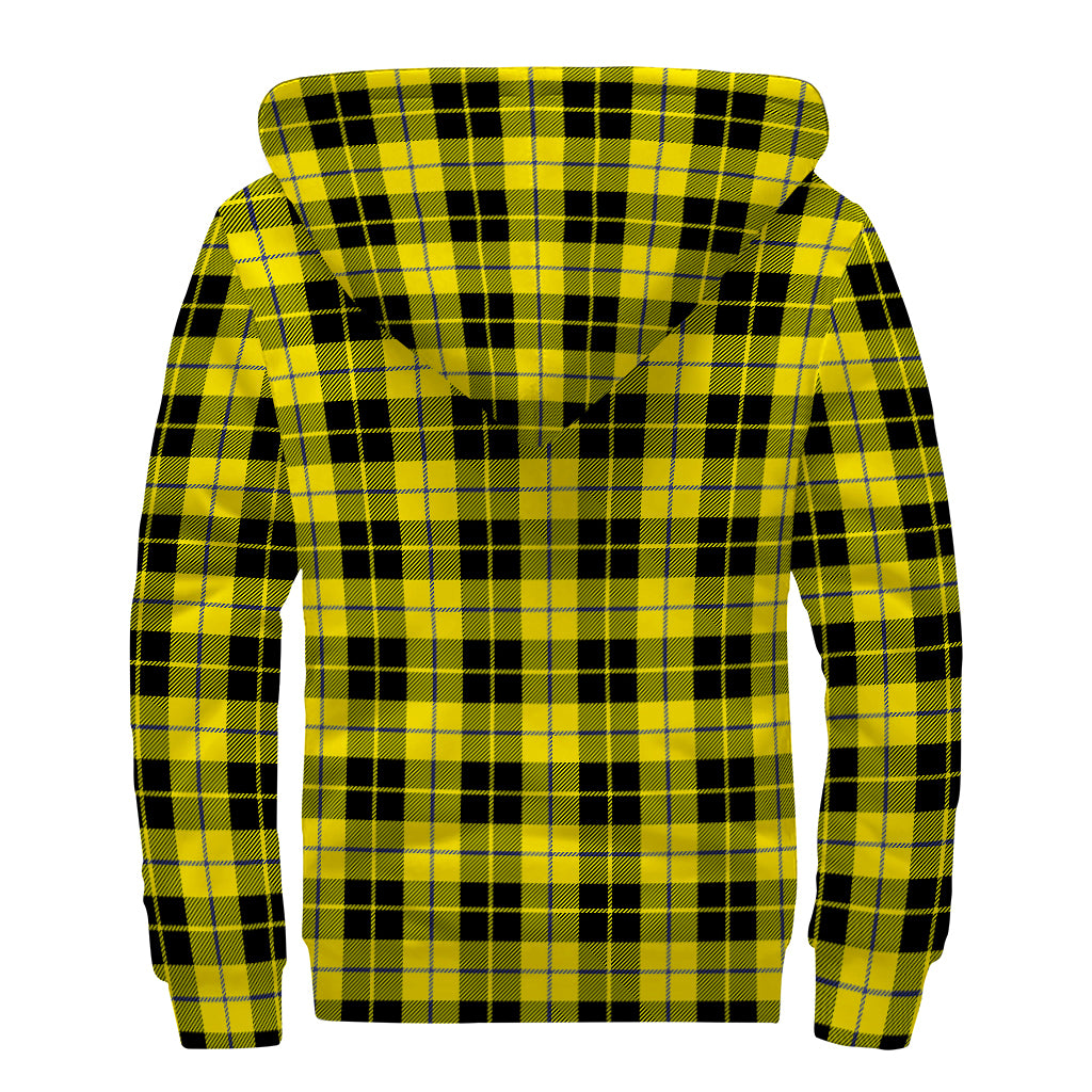 Yellow Black And Blue Tartan Print Sherpa Lined Zip Up Hoodie