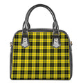 Yellow Black And Blue Tartan Print Shoulder Handbag