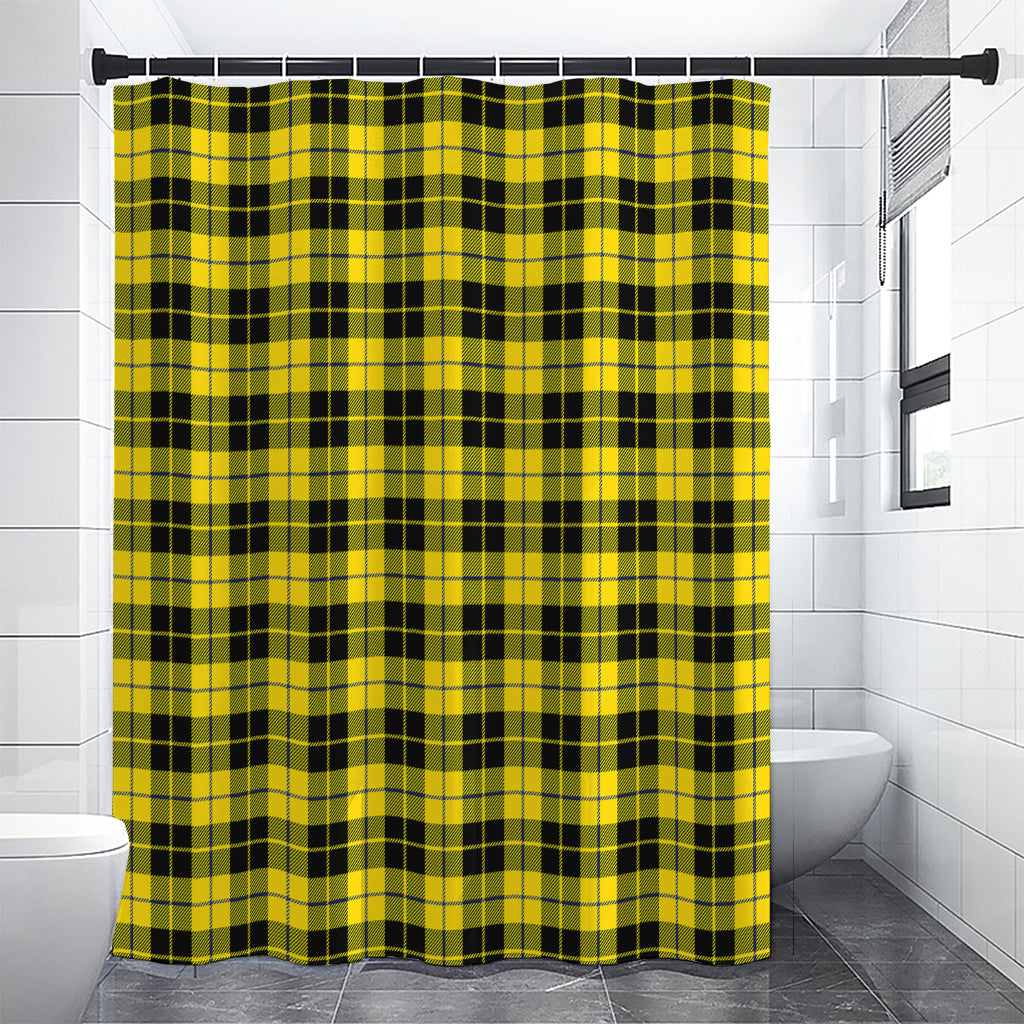 Yellow Black And Blue Tartan Print Shower Curtain