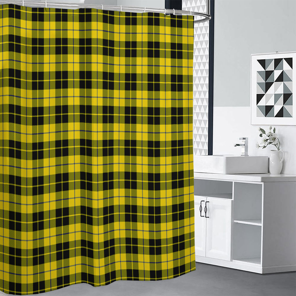 Yellow Black And Blue Tartan Print Shower Curtain