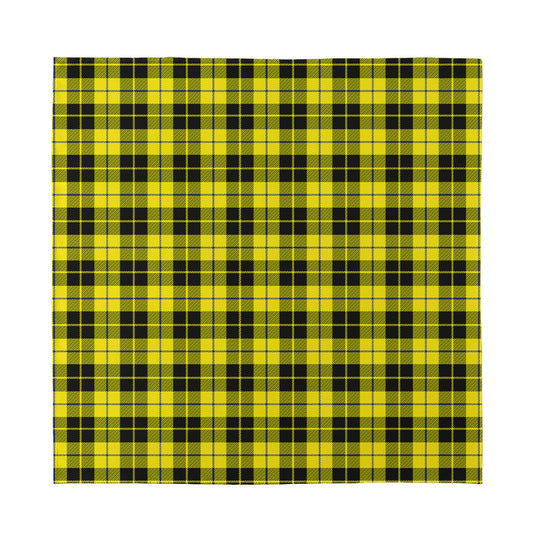 Yellow Black And Blue Tartan Print Silk Bandana