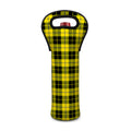 Yellow Black And Blue Tartan Print Single Neoprene Wine Tote