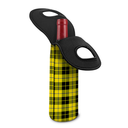 Yellow Black And Blue Tartan Print Single Neoprene Wine Tote