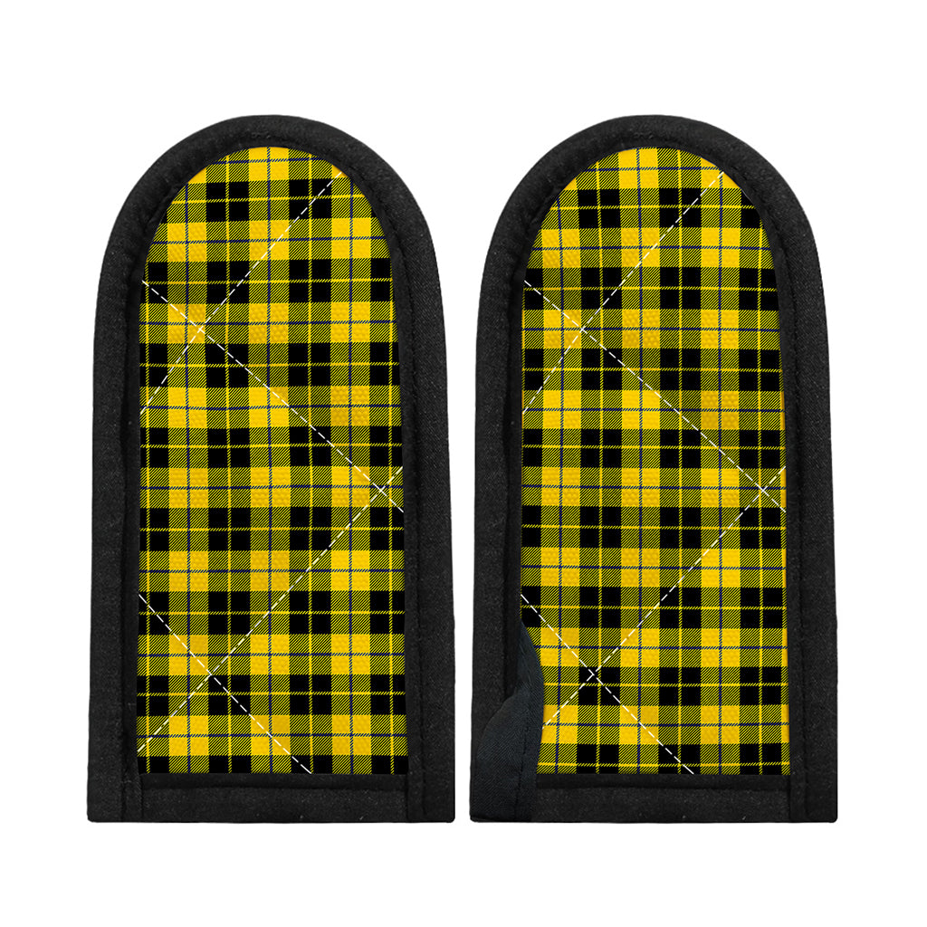 Yellow Black And Blue Tartan Print Skillet Handle Cover