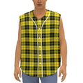 Yellow Black And Blue Tartan Print Sleeveless Baseball Jersey