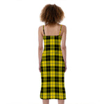 Yellow Black And Blue Tartan Print Slim Fit Midi Cami Dress