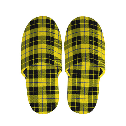 Yellow Black And Blue Tartan Print Slippers