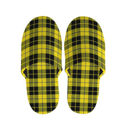 Yellow Black And Blue Tartan Print Slippers