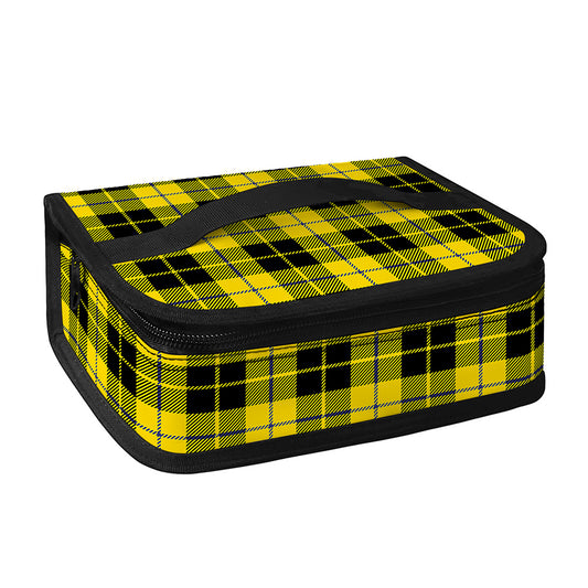 Yellow Black And Blue Tartan Print Small Lunch Bag
