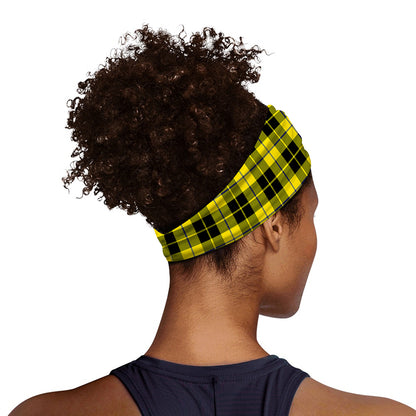 Yellow Black And Blue Tartan Print Sports Headband