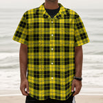 Yellow Black And Blue Tartan Print Textured Short Sleeve Shirt