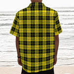 Yellow Black And Blue Tartan Print Textured Short Sleeve Shirt