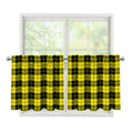 Yellow Black And Blue Tartan Print Tier Curtains