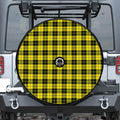 Yellow Black And Blue Tartan Print Tire Cover With Camera Hole