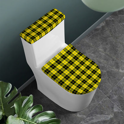 Yellow Black And Blue Tartan Print Toilet Lid And Tank Cover Set