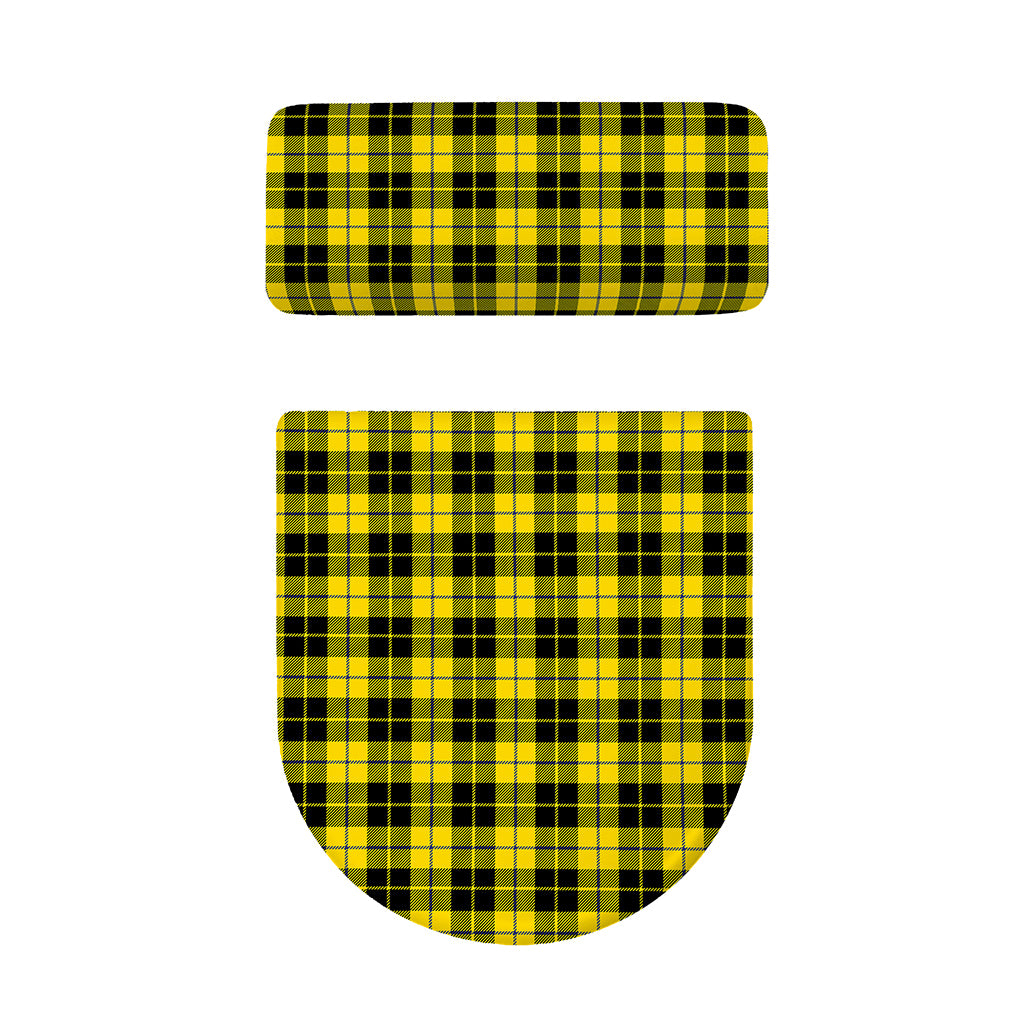 Yellow Black And Blue Tartan Print Toilet Lid And Tank Cover Set