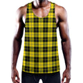Yellow Black And Blue Tartan Print Men's Workout Tank Top