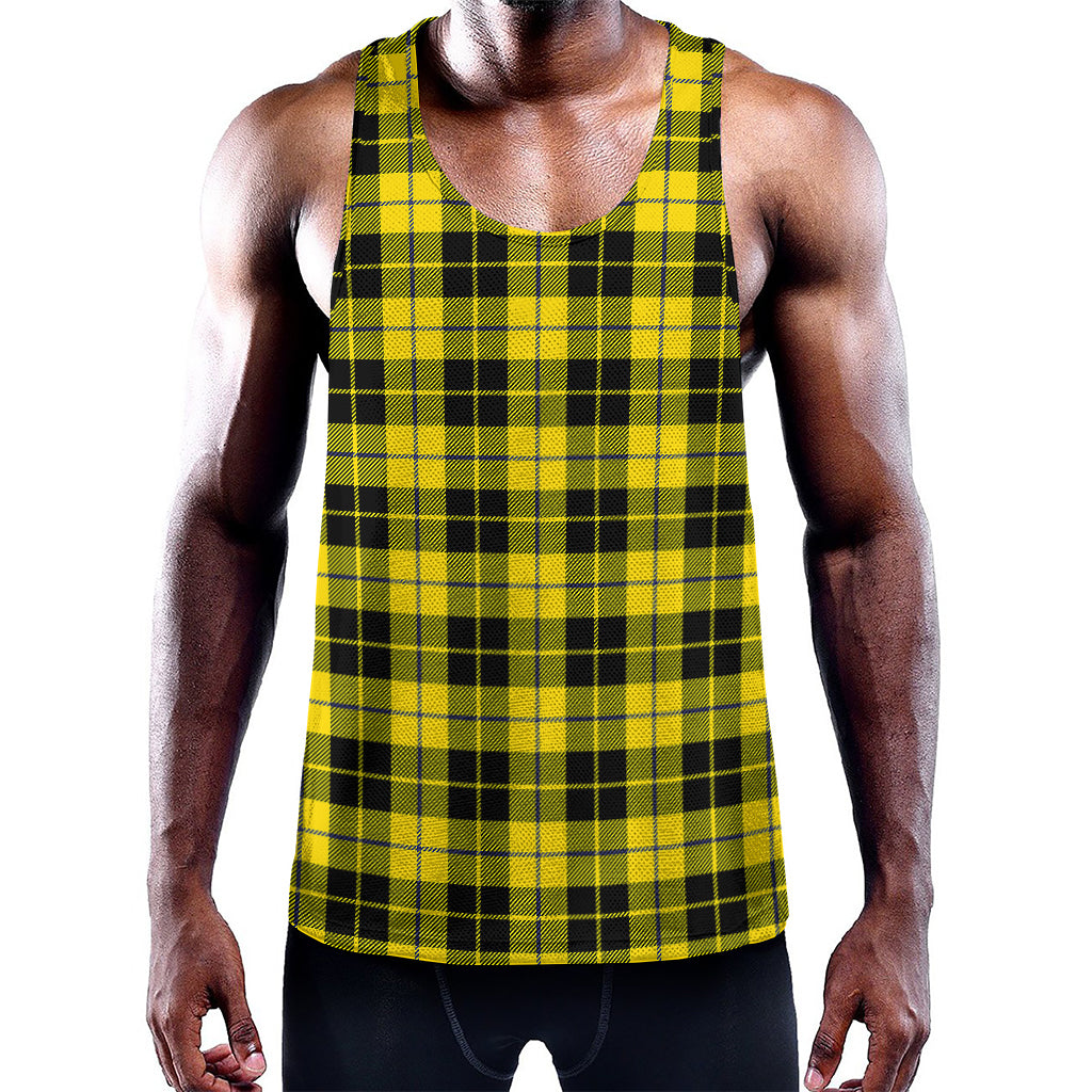 Yellow Black And Blue Tartan Print Training Tank Top