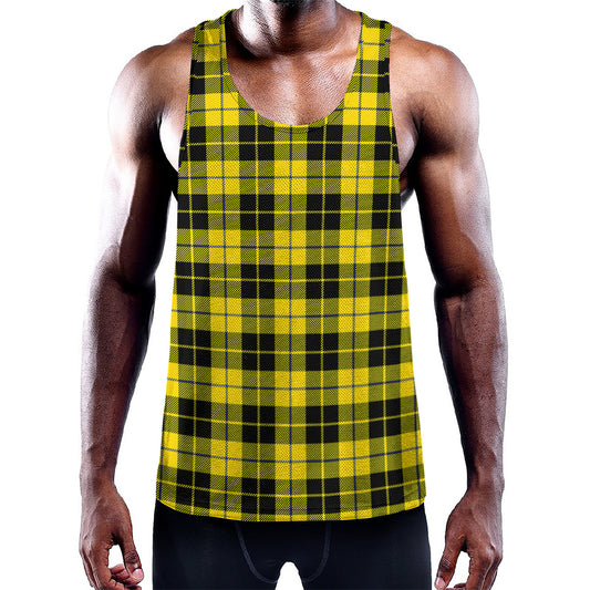 Yellow Black And Blue Tartan Print Training Tank Top
