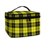 Yellow Black And Blue Tartan Print Travel Makeup Bag