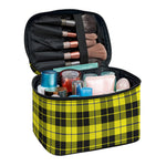 Yellow Black And Blue Tartan Print Travel Makeup Bag