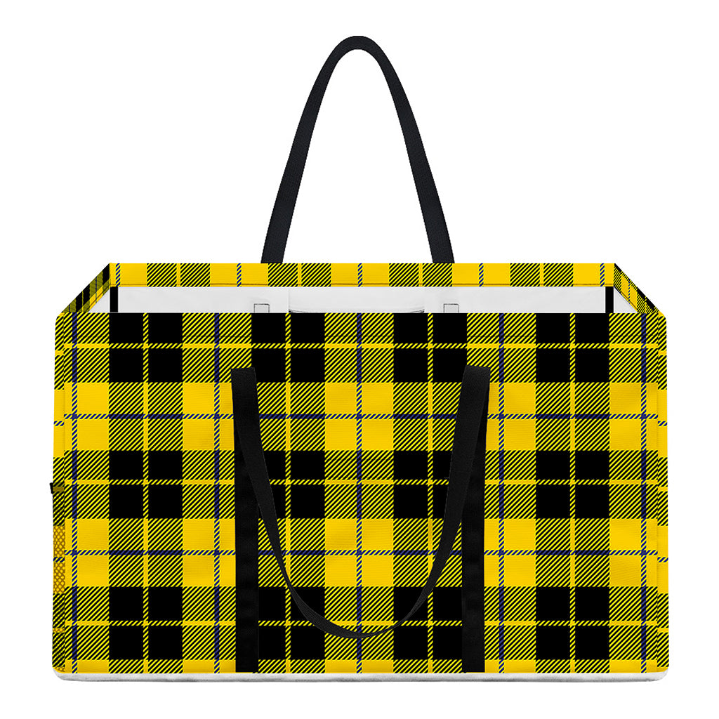 Yellow Black And Blue Tartan Print Utility Tote Bag