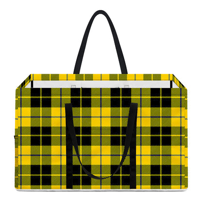 Yellow Black And Blue Tartan Print Utility Tote Bag