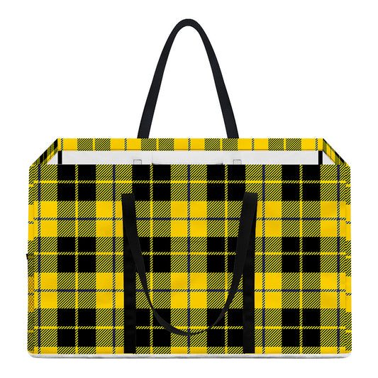 Yellow Black And Blue Tartan Print Utility Tote Bag