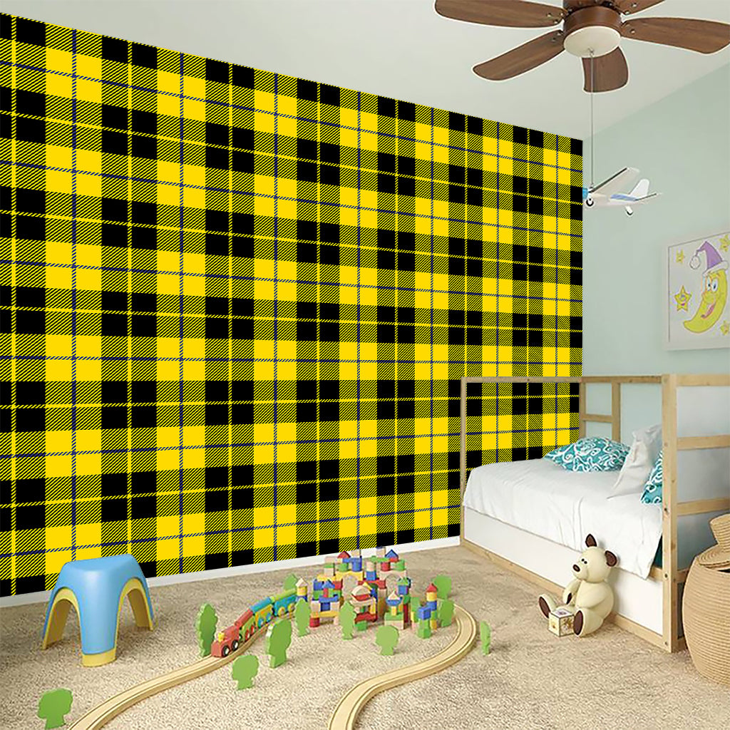 Yellow Black And Blue Tartan Print Wall Sticker