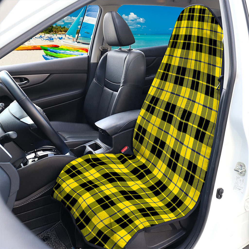 Yellow Black And Blue Tartan Print Waterproof Car Seat Cover
