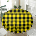 Yellow Black And Blue Tartan Print Waterproof Round Tablecloth