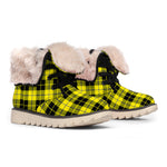 Yellow Black And Blue Tartan Print Winter Boots