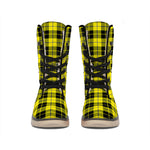 Yellow Black And Blue Tartan Print Winter Boots
